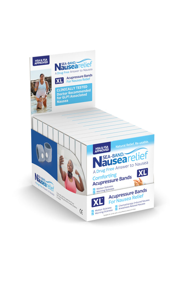 A photo of Sea-Band Nausea Relief XL bands that are packaged for resale.